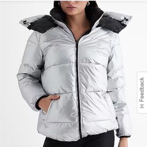 Metallic reversible puffer coat